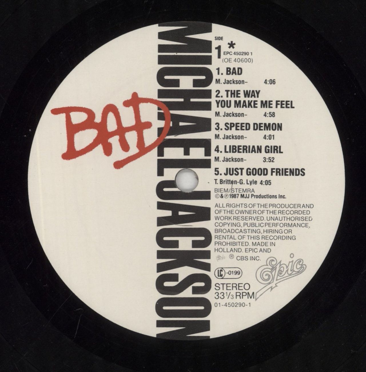 Michael Jackson Bad - Hype stickered sleeve UK Vinyl LP