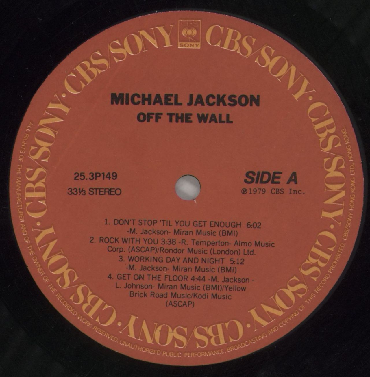 Michael Jackson Off The Wall Hong Kong Vinyl LP