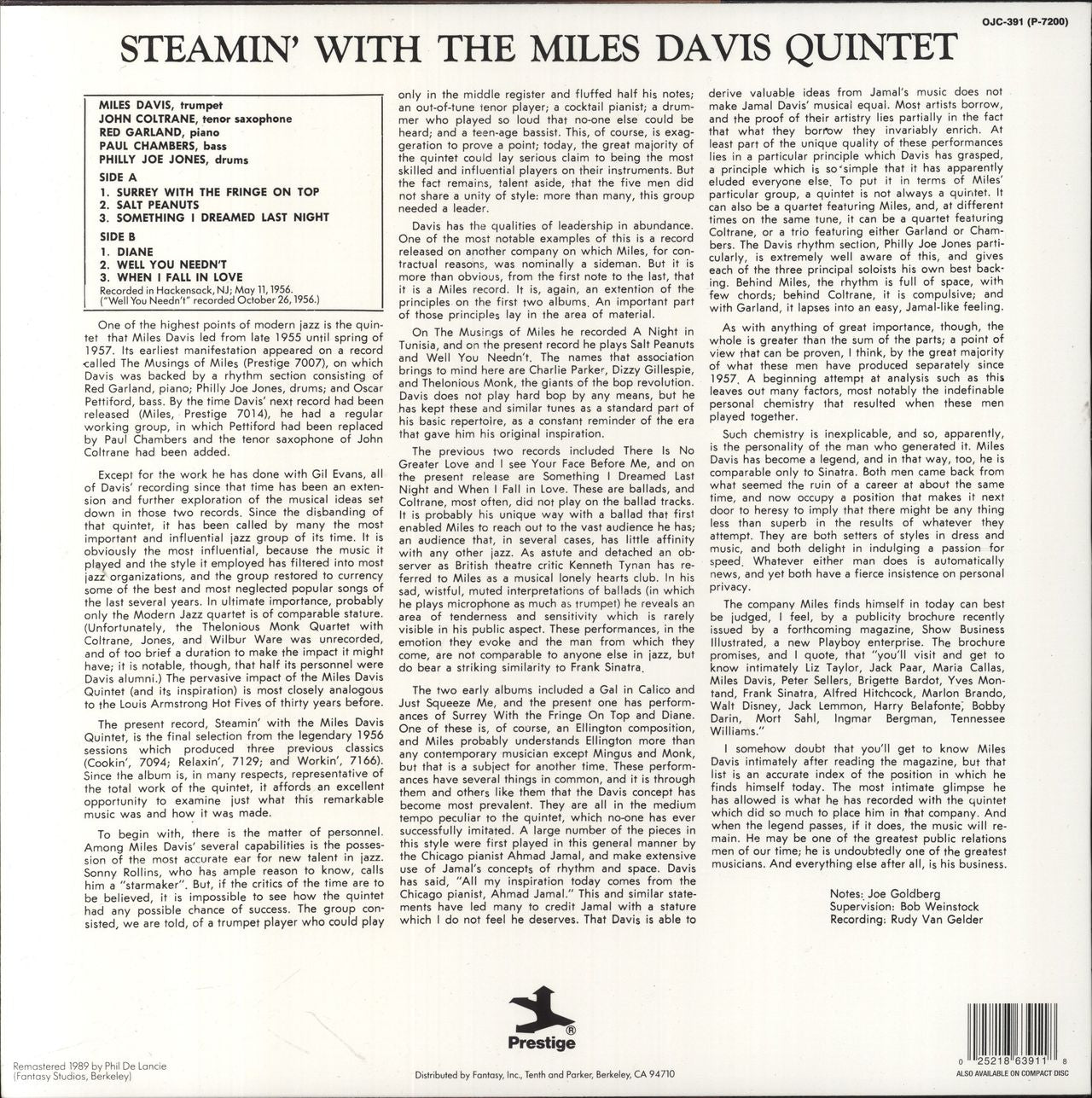 Miles Davis Steamin' With The Miles Davis Quintet US Vinyl LP