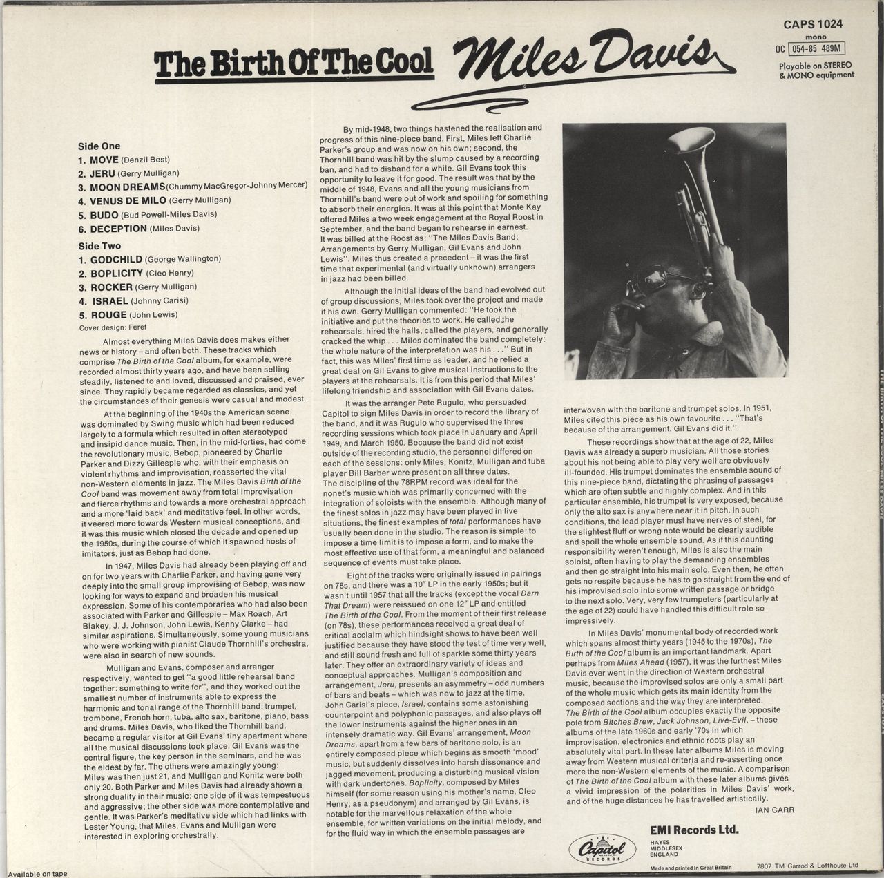 Miles Davis The Birth Of The Cool UK Vinyl LP