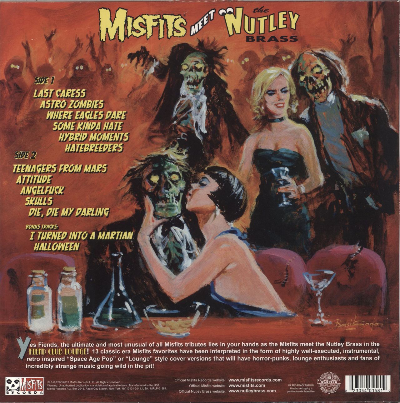 Misfits Fiend Club Lounge - Orange Vinyl UK Vinyl LP