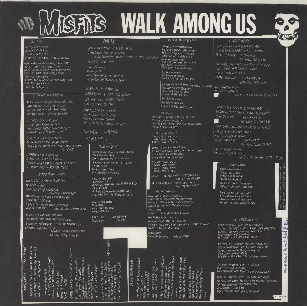Misfits Walk Among Us + Inner US Vinyl LP