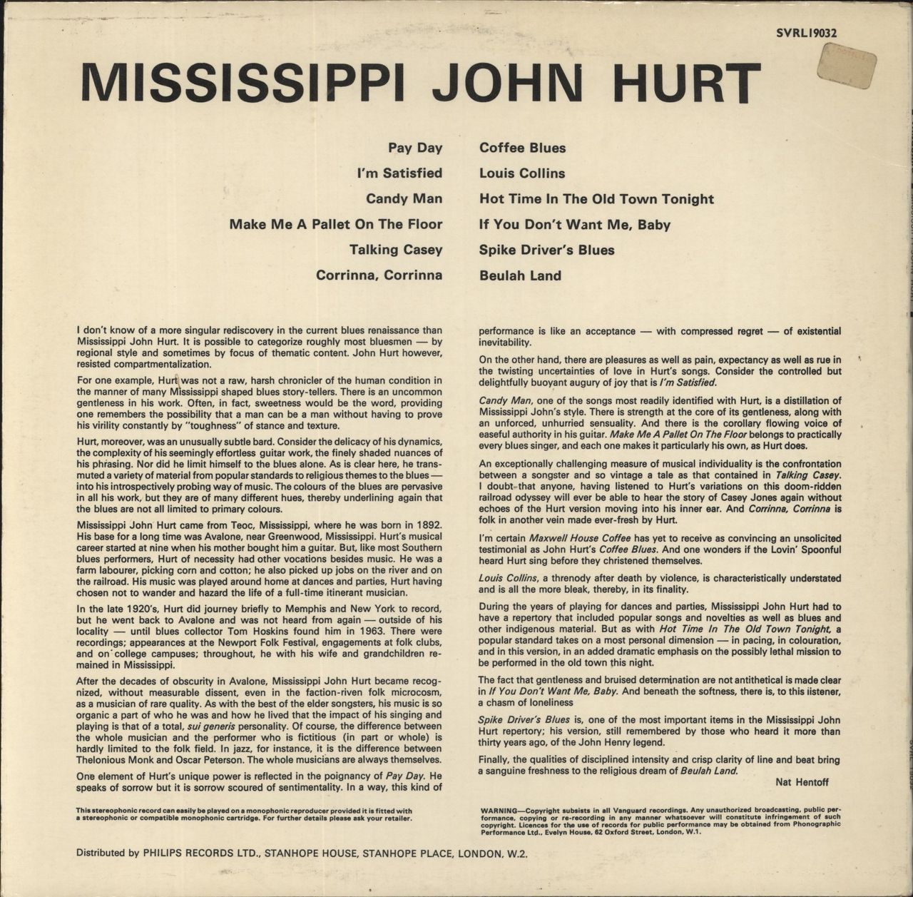 Mississippi John Hurt Today! UK Vinyl LP