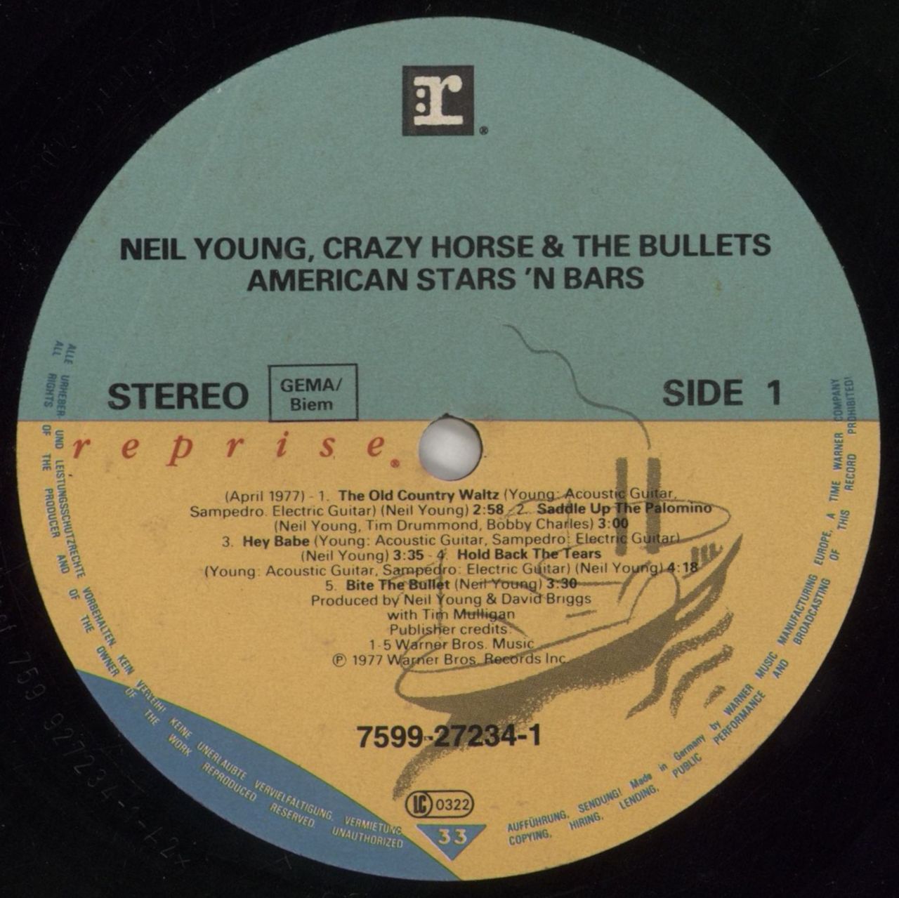 Neil Young American Stars 'N Bars German Vinyl LP