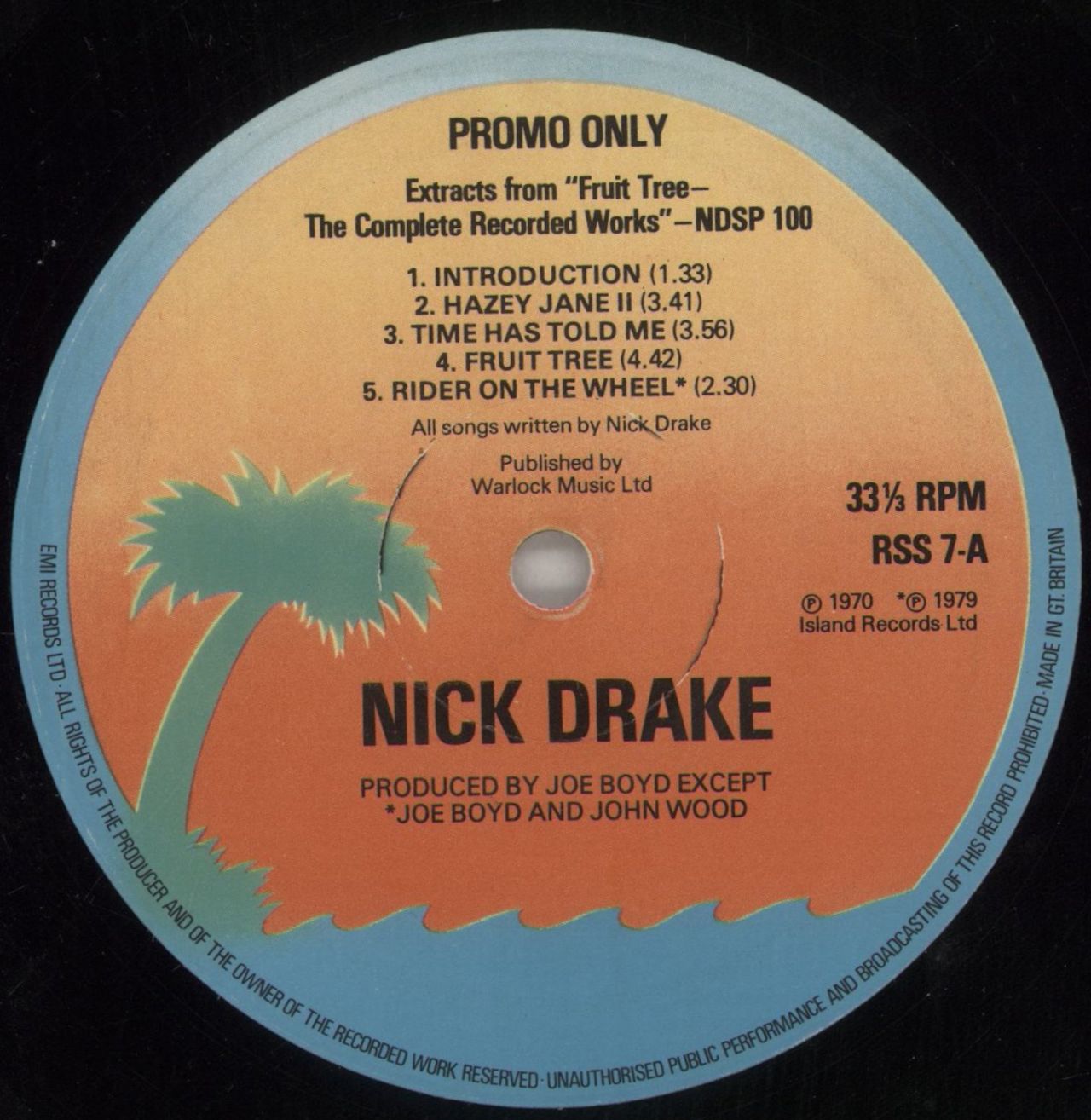 Nick Drake Sampler - Extracts From 'Fruit Tree' - VG Sleeve UK Promo Vinyl LP
