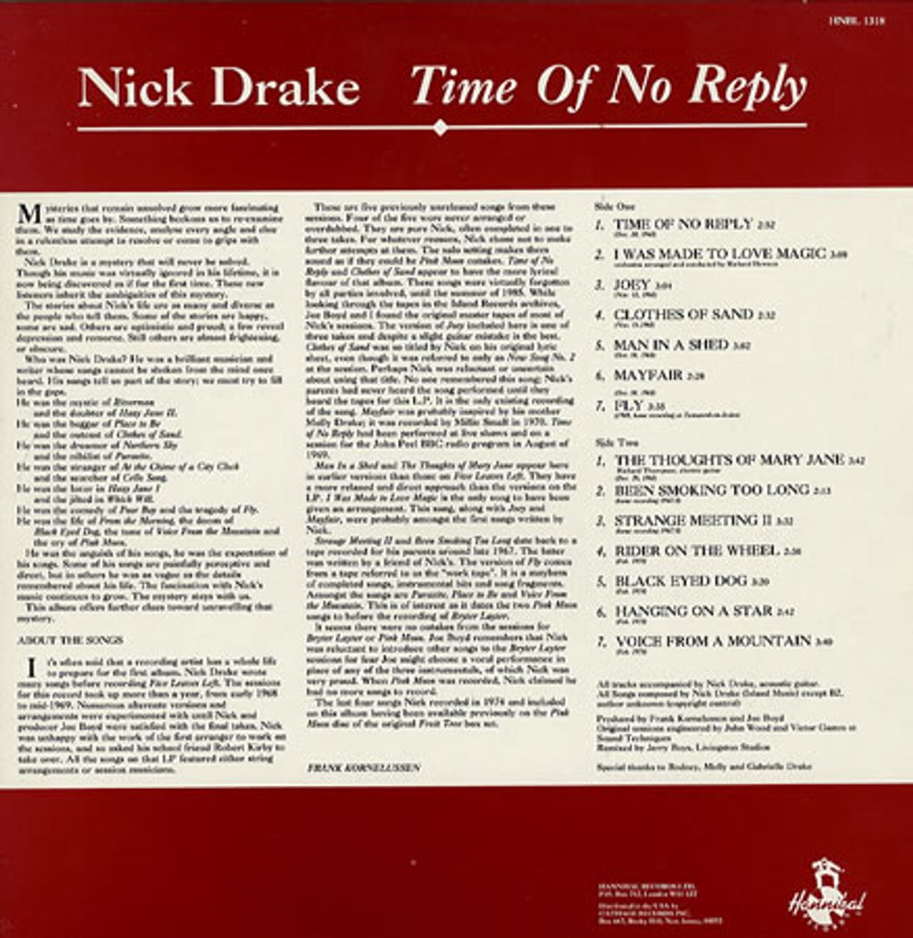 Nick Drake Time Of No Reply + insert UK Vinyl LP