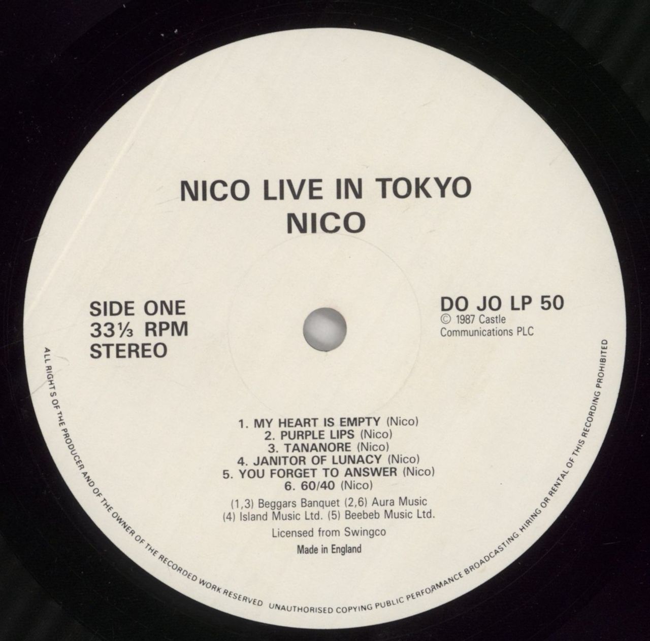 Nico Nico In Tokyo UK Vinyl LP