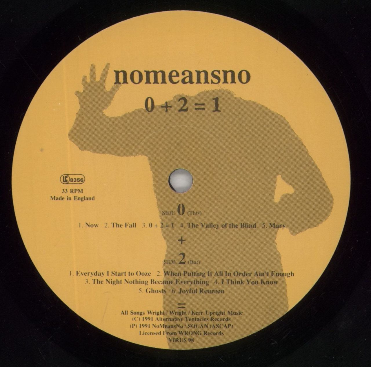 Nomeansno 0 + 2 = 1 [Zero Plus Two Equals One] - Complete UK Vinyl LP