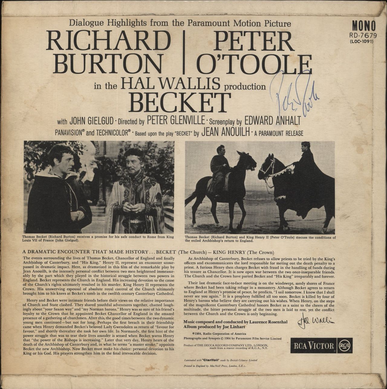 Original Soundtrack Becket UK Vinyl LP