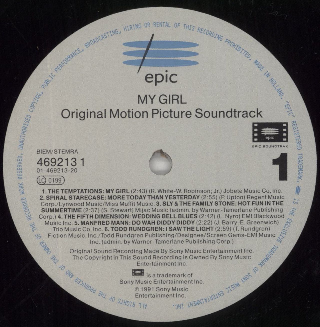 Original Soundtrack My Girl UK Vinyl LP