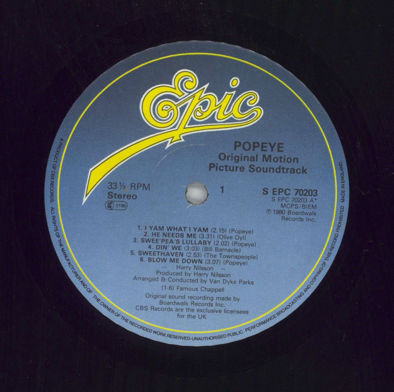 Original Soundtrack Popeye UK Vinyl LP