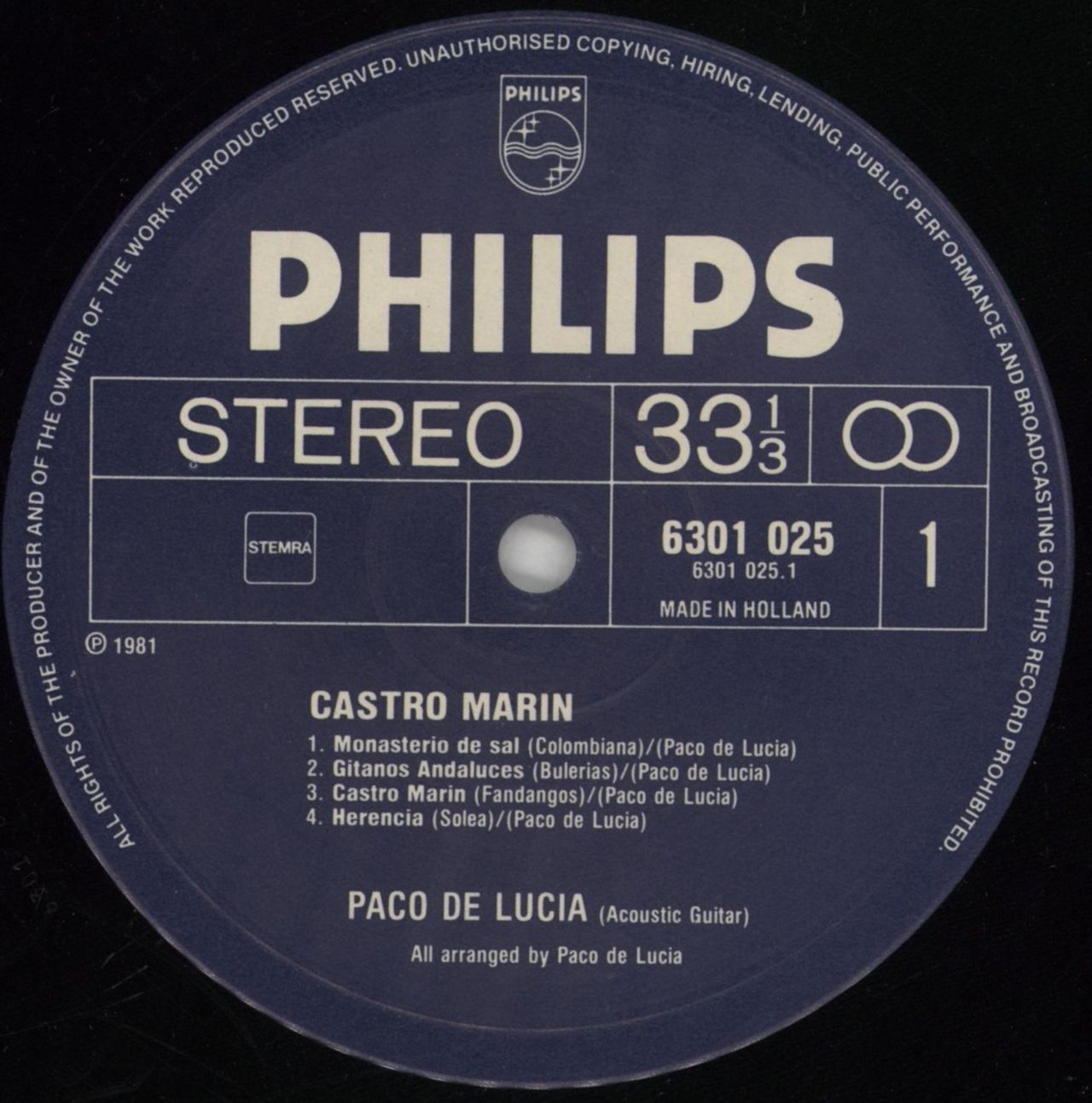 Paco De Lucia Castro Marin Dutch Vinyl LP