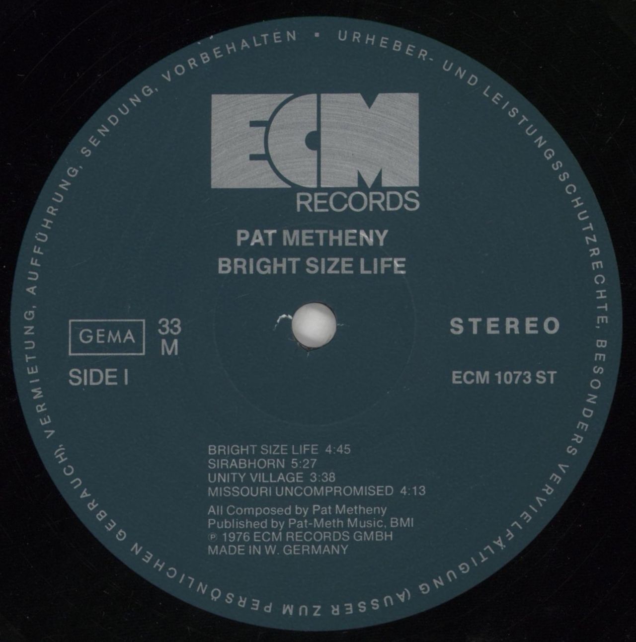 Pat Metheny Bright Size Life - VG German Vinyl LP