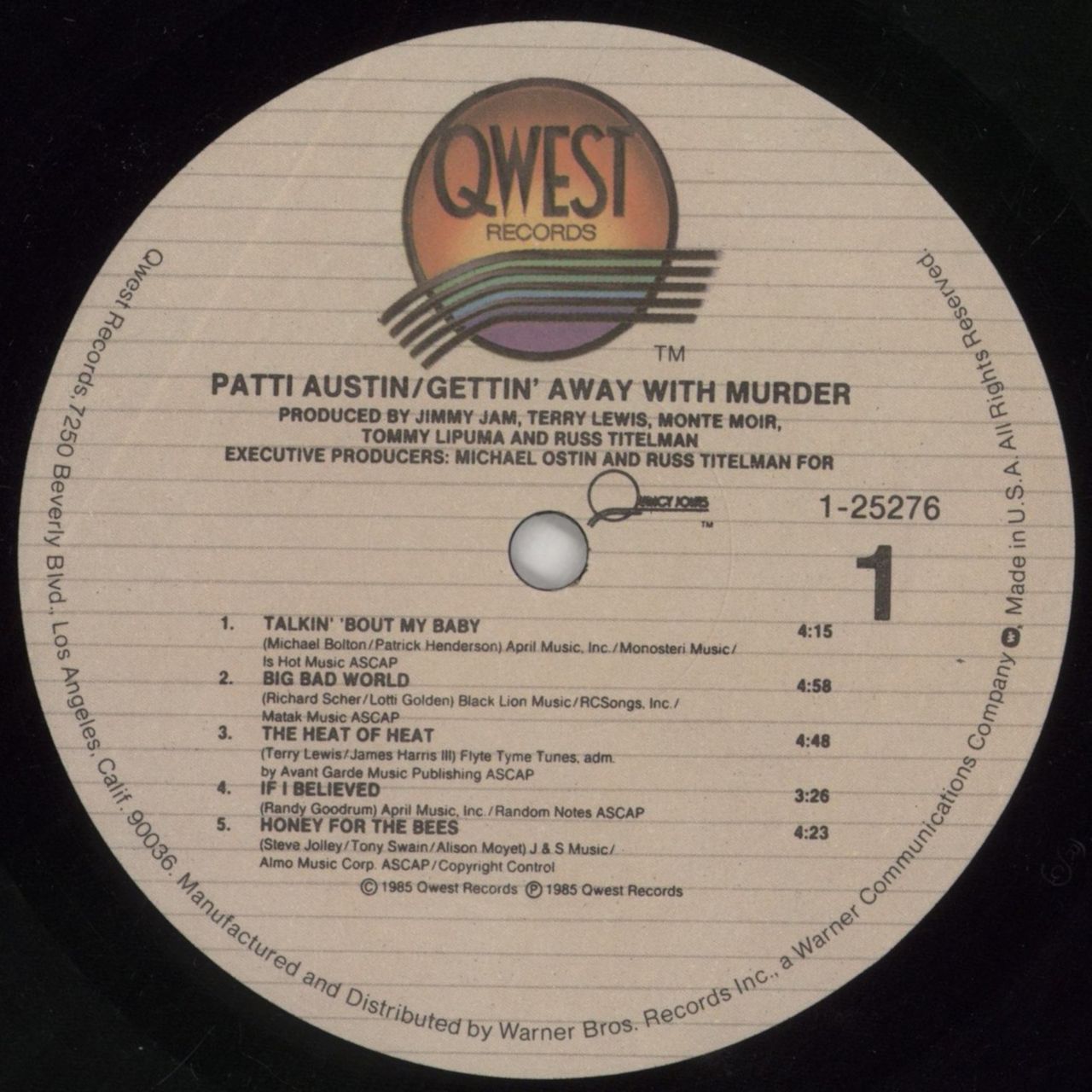 Patti Austin Getting Away With Murder - Deletion cut US Vinyl LP