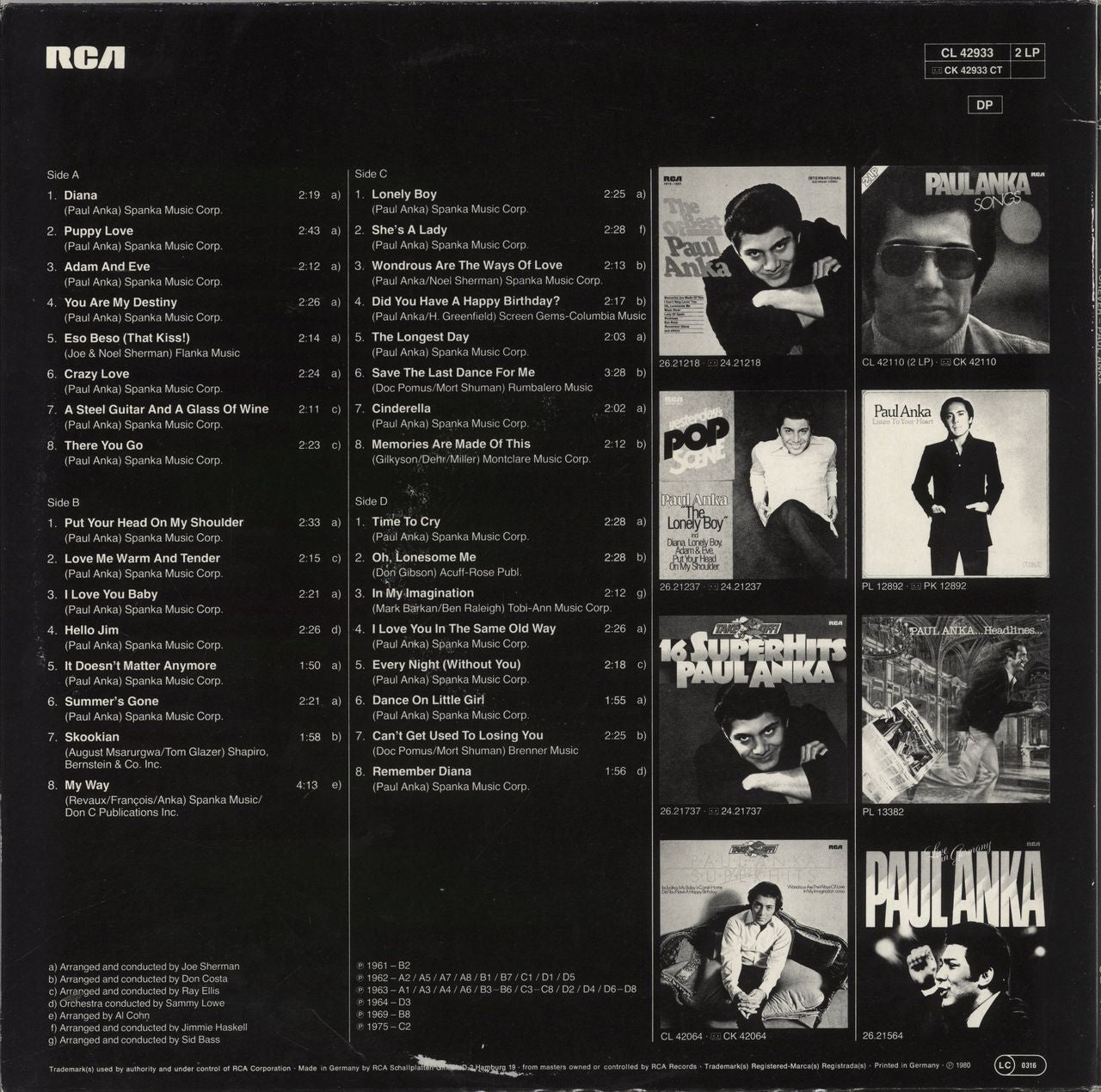 Paul Anka Forever [32 Hits And The Story Of Paul Anka] German 2-LP vinyl set