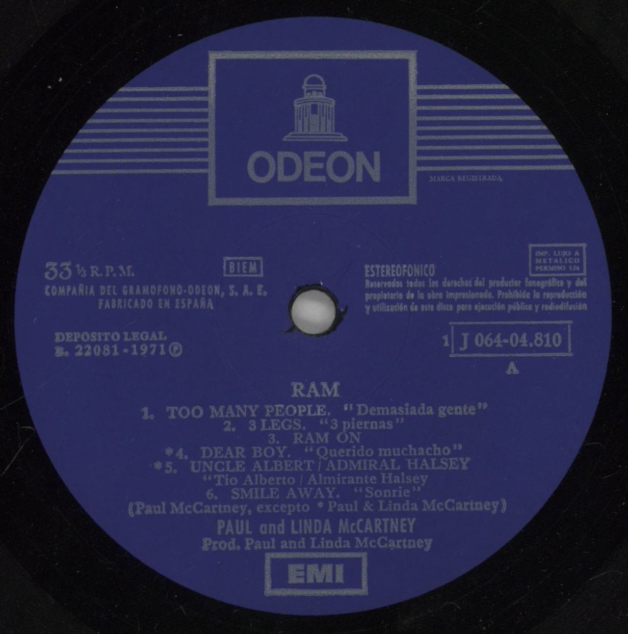 Paul McCartney and Wings Ram Spanish Vinyl LP