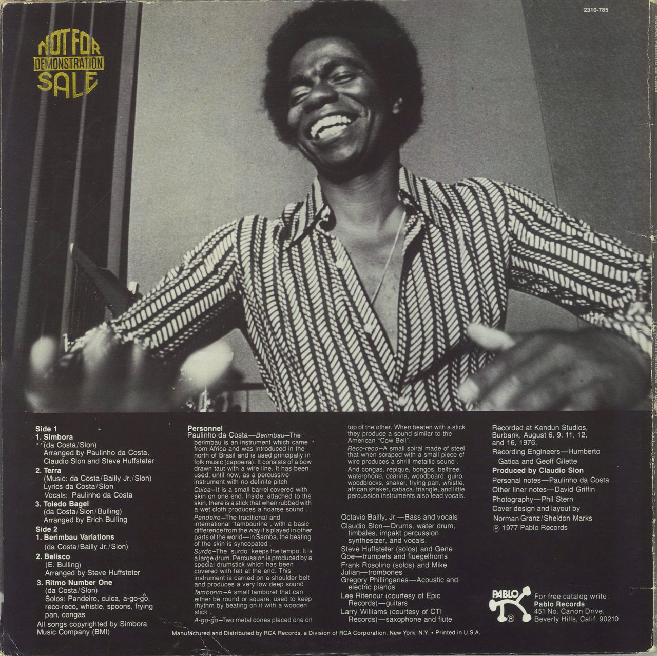 Paulinho Da Costa Agora - Gold promo stamped US Vinyl LP