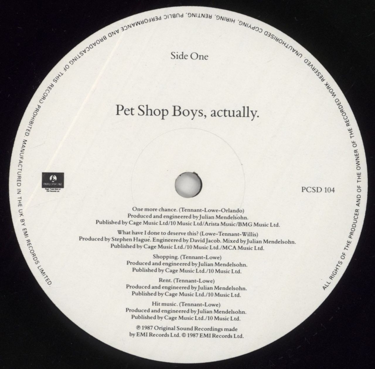 Pet Shop Boys Actually UK Vinyl LP