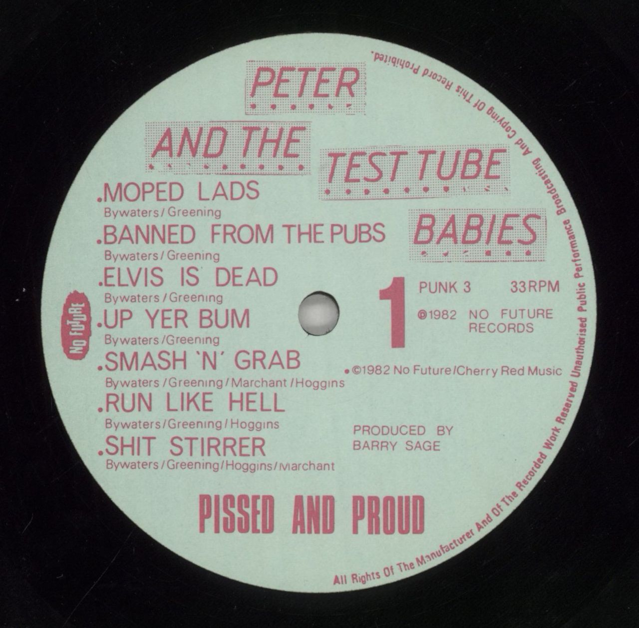 Peter & The Test Tube Babies Pissed And Proud - VG UK Vinyl LP