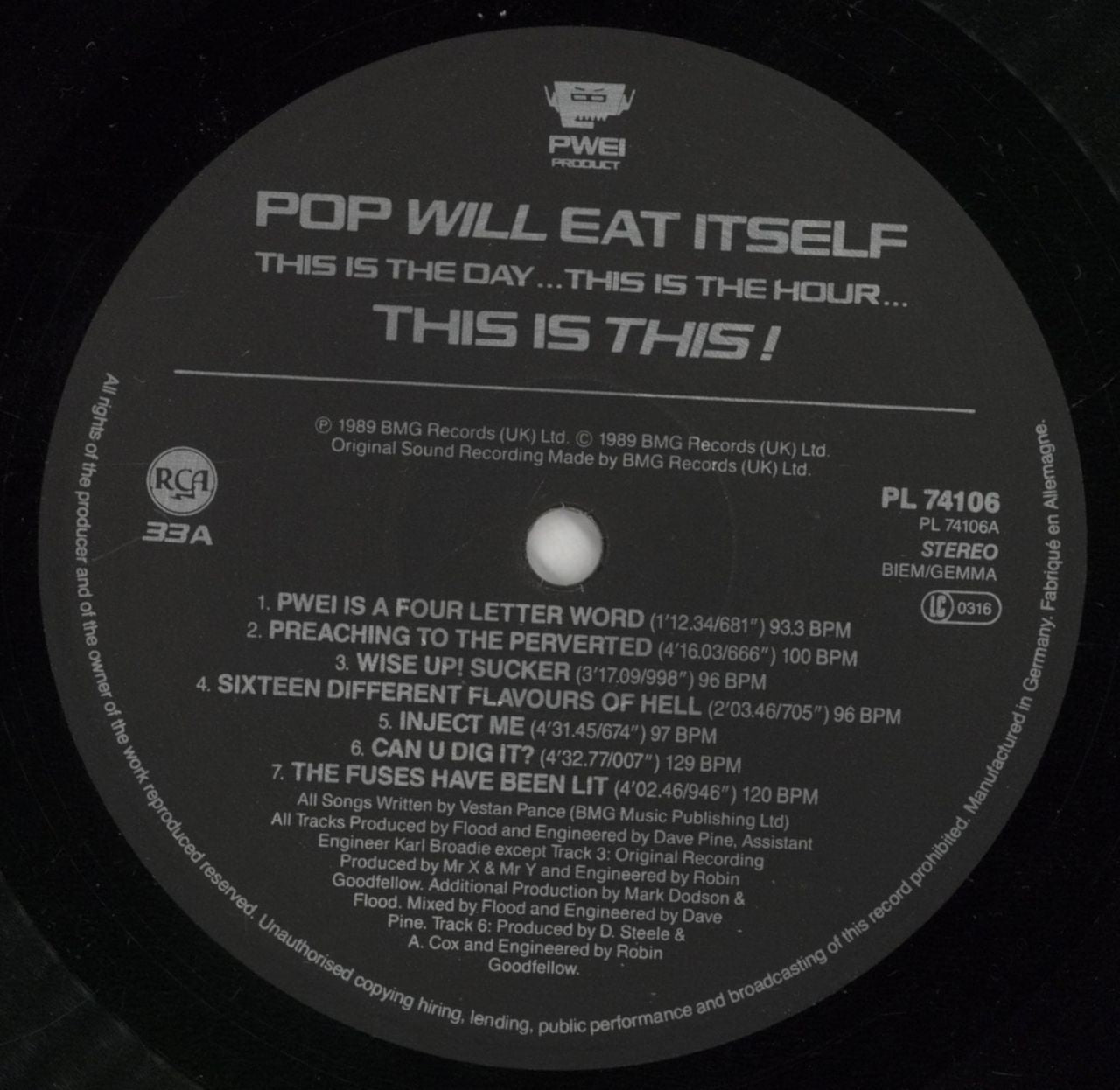 Pop Will Eat Itself This Is The Day...This Is The Hour...This Is This! German Vinyl LP