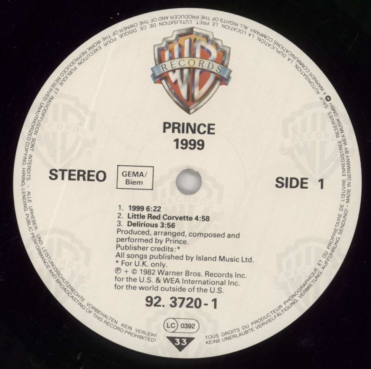 Prince 1999 (Nineteen Ninety Nine) - Barcoded Sleeve German 2-LP vinyl set