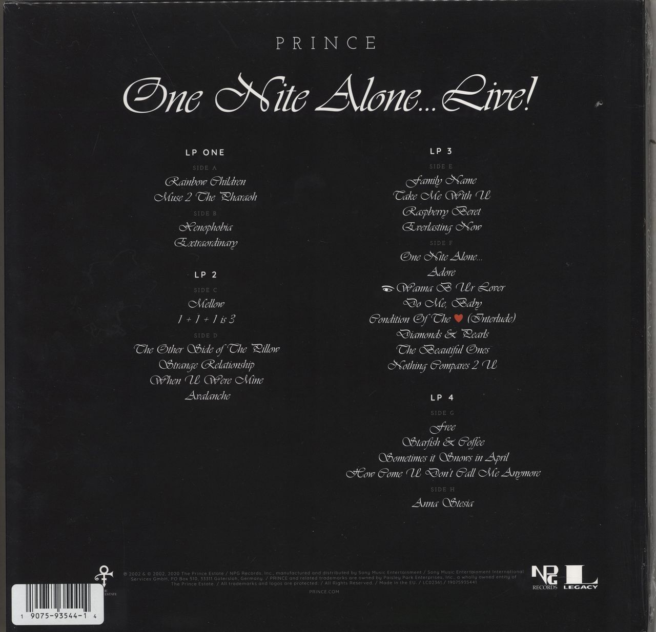 Prince One Nite Alone... Live! - Purple vinyl UK 4-LP vinyl set