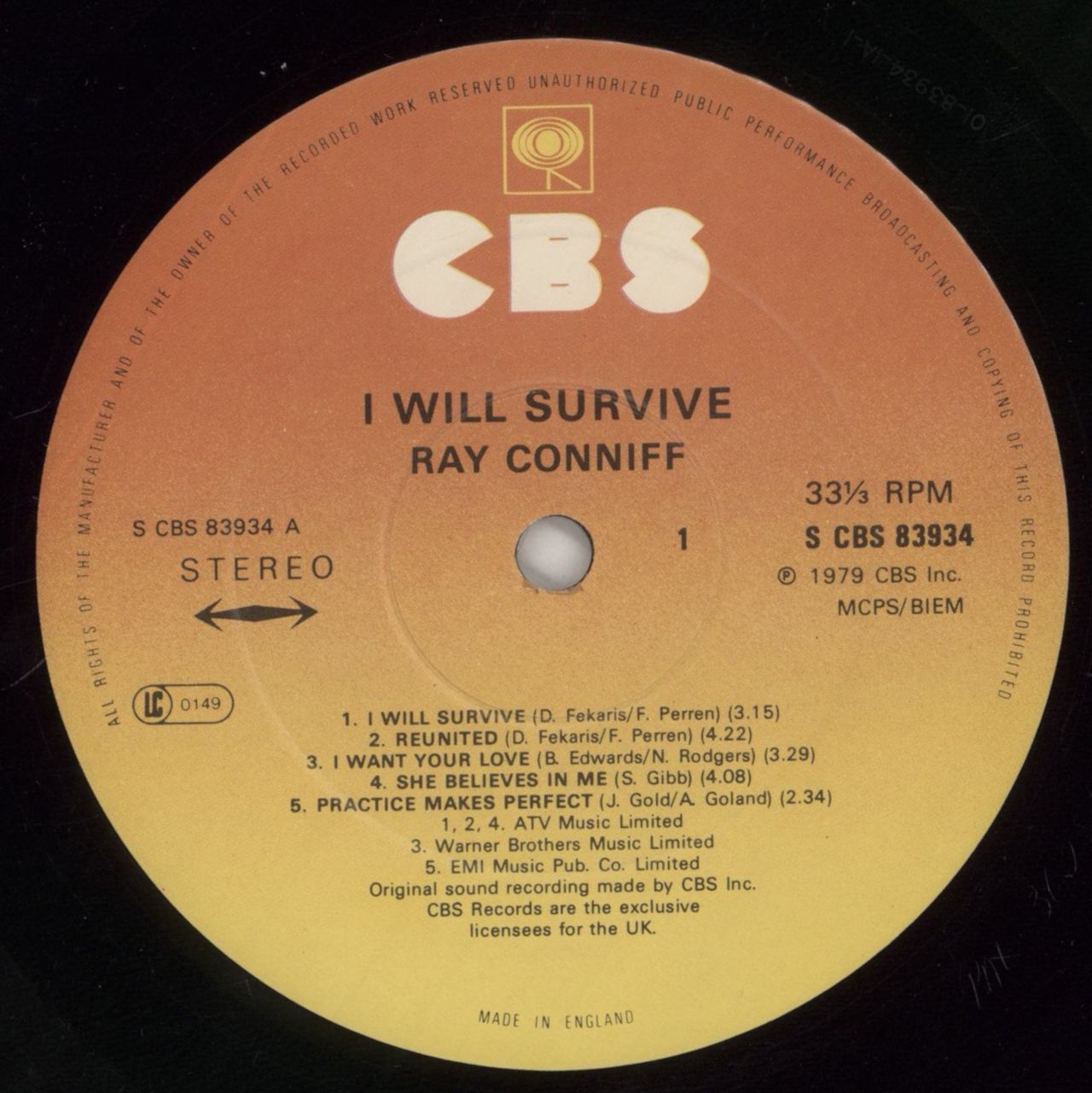 Ray Conniff I Will Survive - Gold promo stamped UK Vinyl LP
