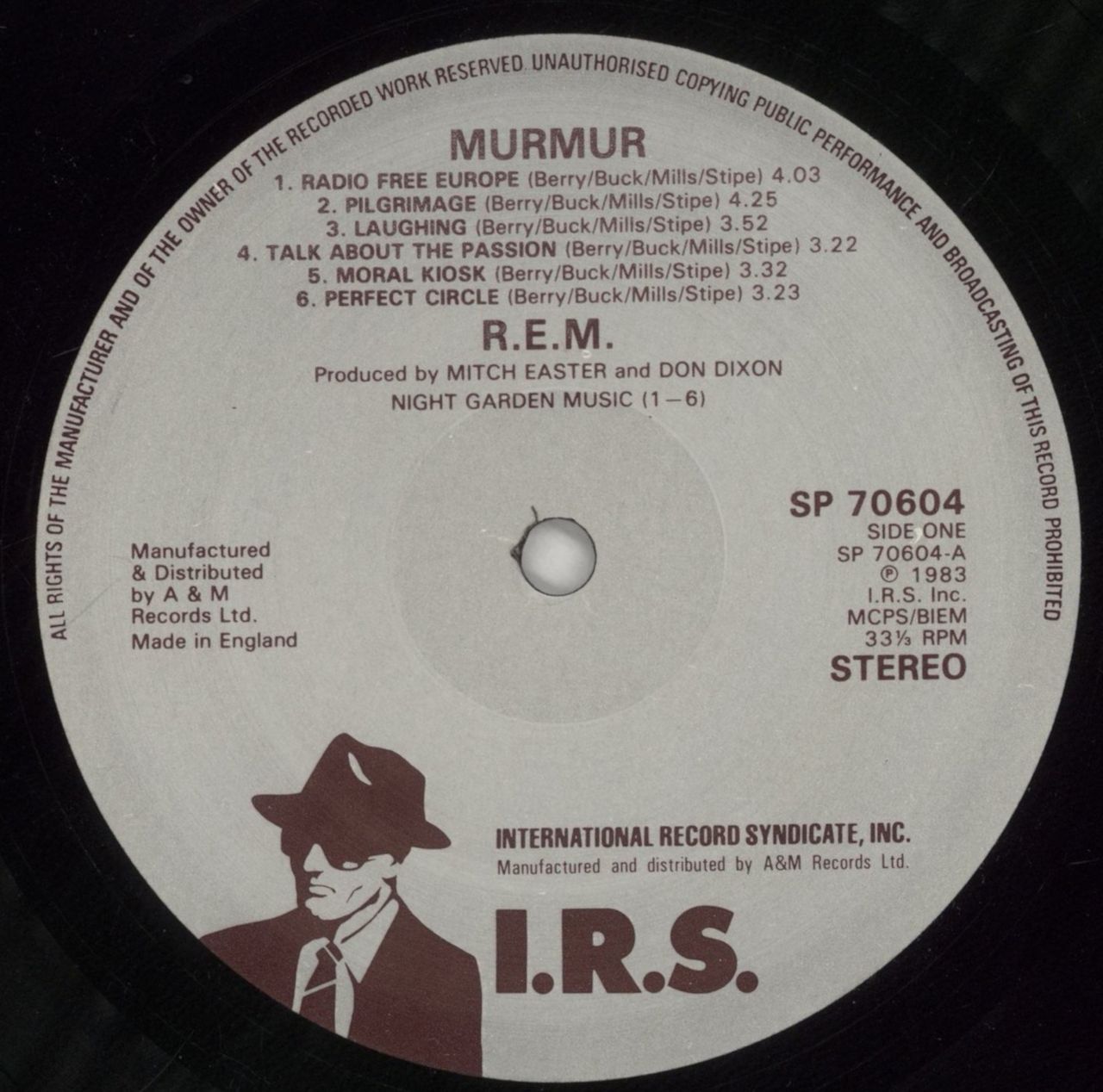 REM Murmur - 1st - Gold Promo Stickered UK Vinyl LP