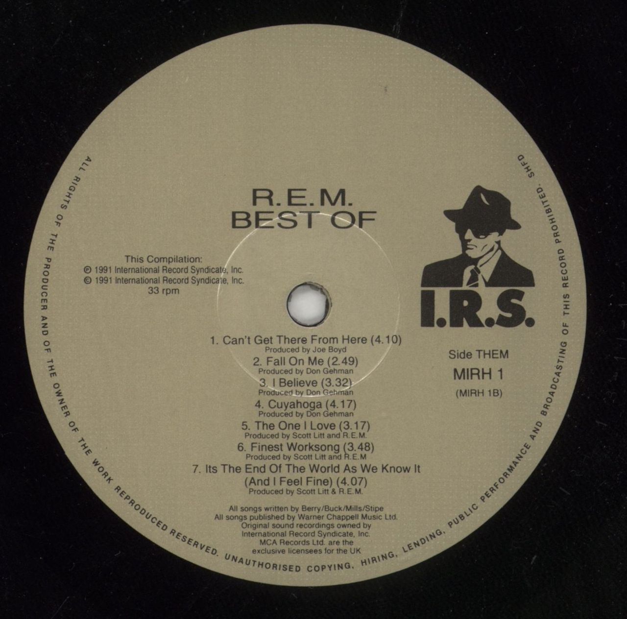 REM The Best Of R.E.M. UK Vinyl LP