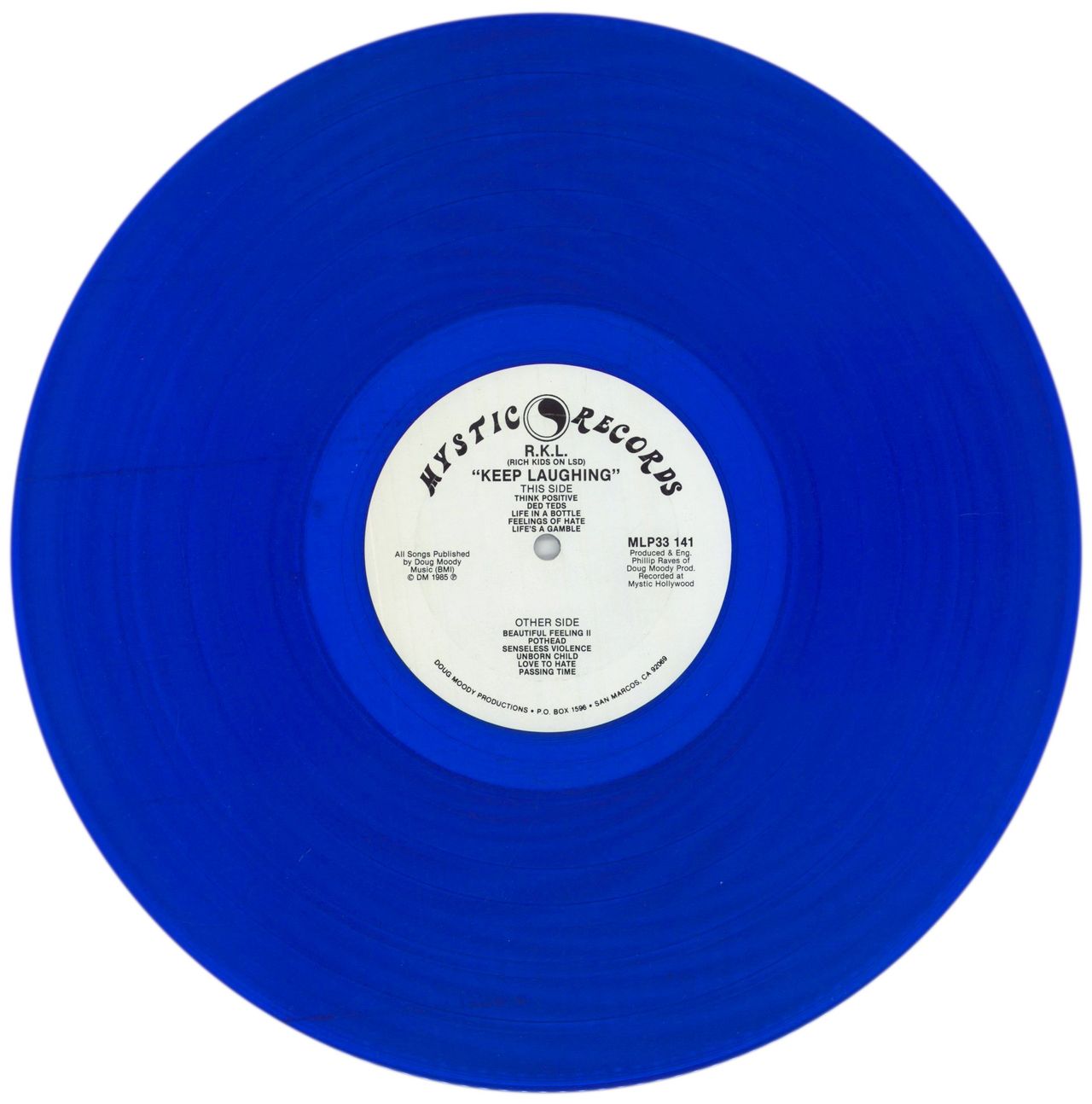 Rich Kids On LSD Keep Laughing - Blue Vinyl US Vinyl LP
