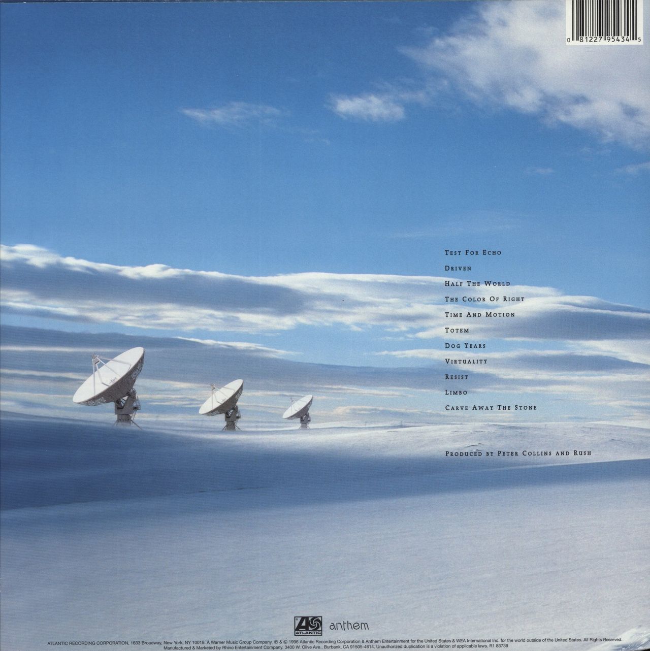 Rush Test For Echo - 200 Gram Vinyl US 2-LP vinyl set