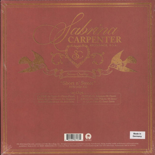 Sabrina Carpenter Short N' Sweet: Artist Webstore - Bottle Green Vinyl + Alt Sleeve - Sealed UK Vinyl LP