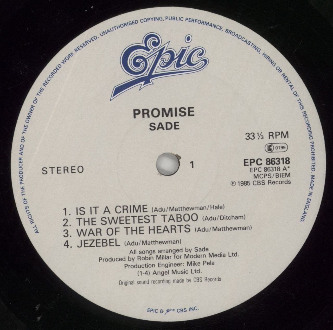 Sade Promise UK Vinyl LP
