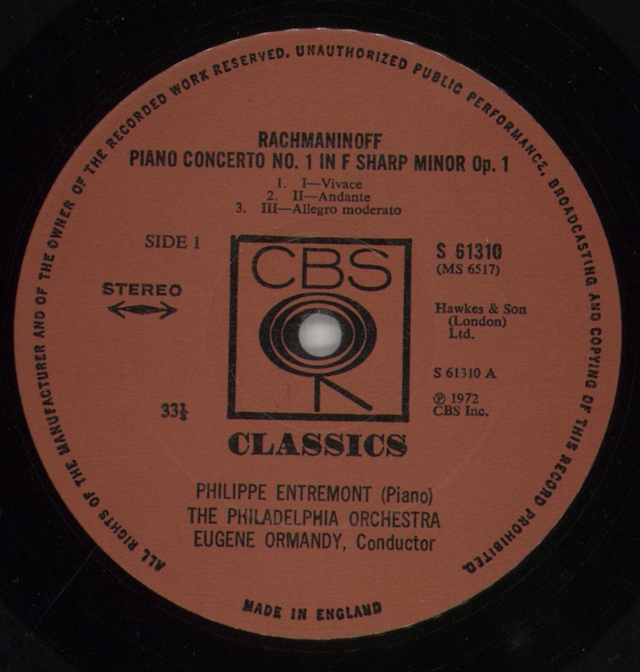 Sergei Rachmaninov Rachmaninov: Piano Concerto No 1 In F Sharp Minor / Piano Concerto No 4 In G Minor UK Vinyl LP