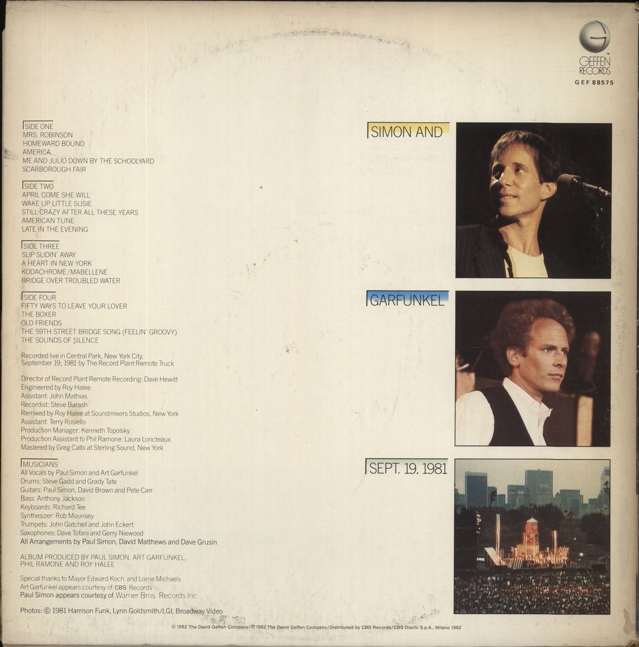 Simon & Garfunkel The Concert In Central Park + Booklet Italian 2-LP vinyl set