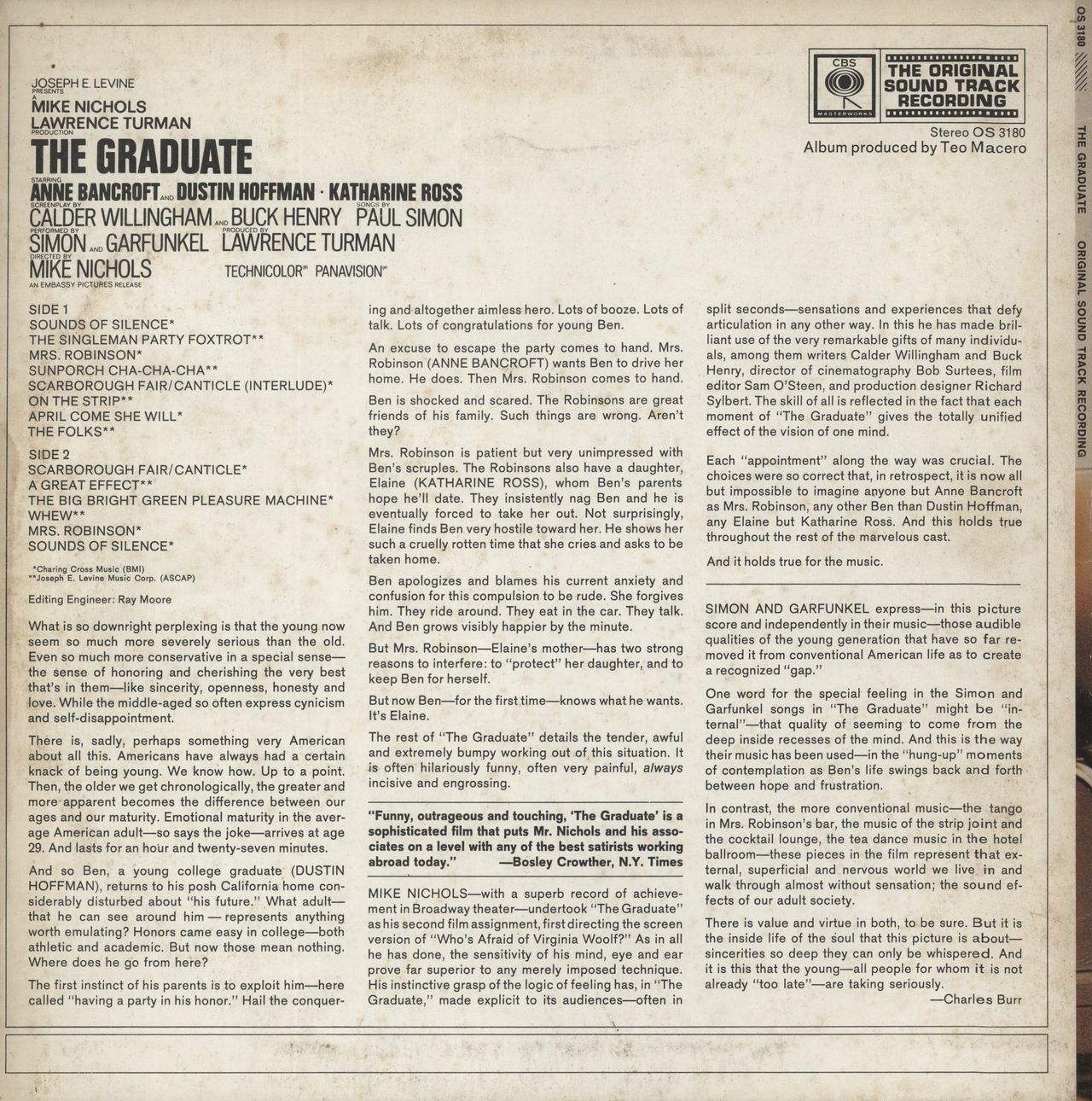 Simon & Garfunkel The Graduate US Vinyl LP