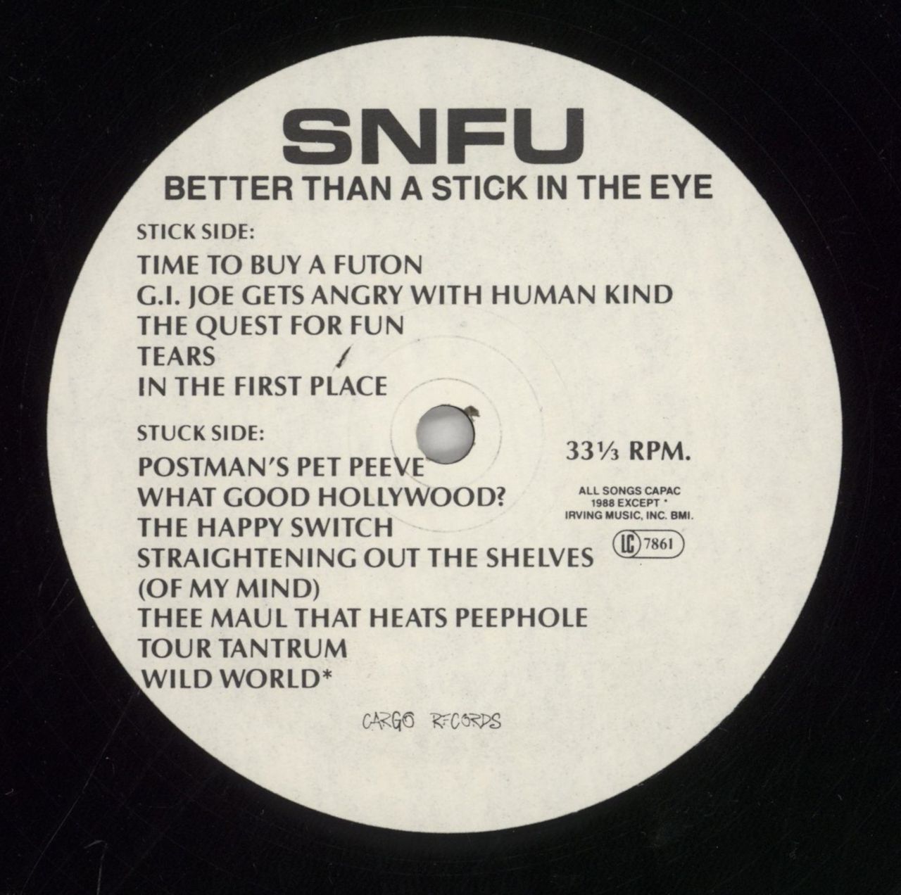 SNFU Better Than A Stick In The Eye Canadian Vinyl LP
