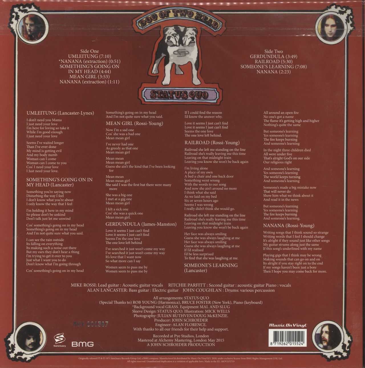 Status Quo Dog Of Two Head - 180 Gram Red Vinyl UK Vinyl LP