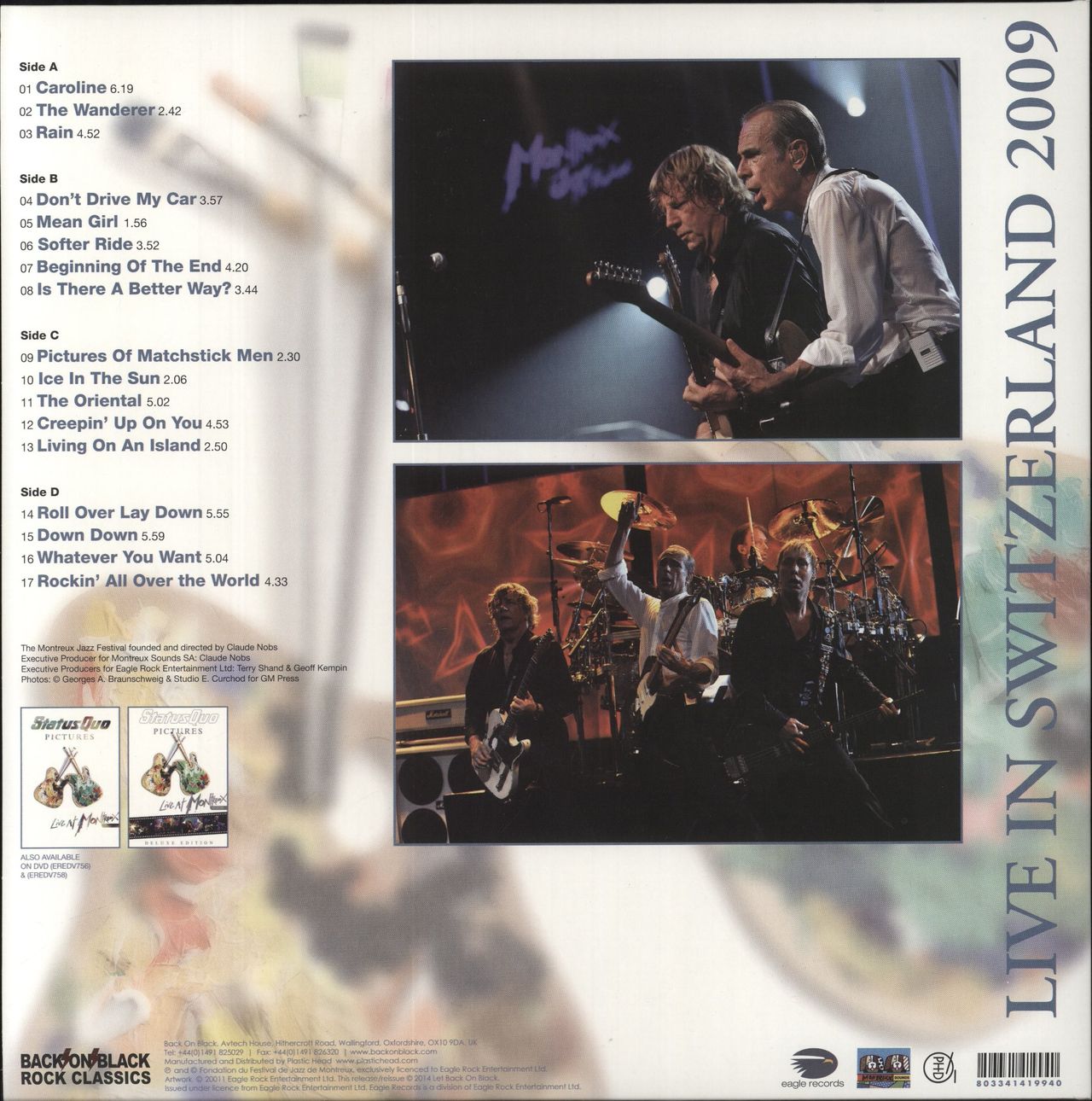 Status Quo Pictures - Live In Switzerland 2009 - RSD 2014 - White Vinyl UK 2-LP vinyl set