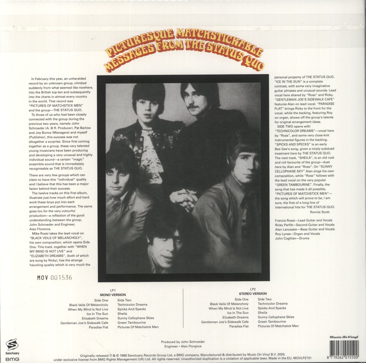 Status Quo Picturesque Matchstickable - 180 Gram Yellow Flamed Vinyl UK 2-LP vinyl set