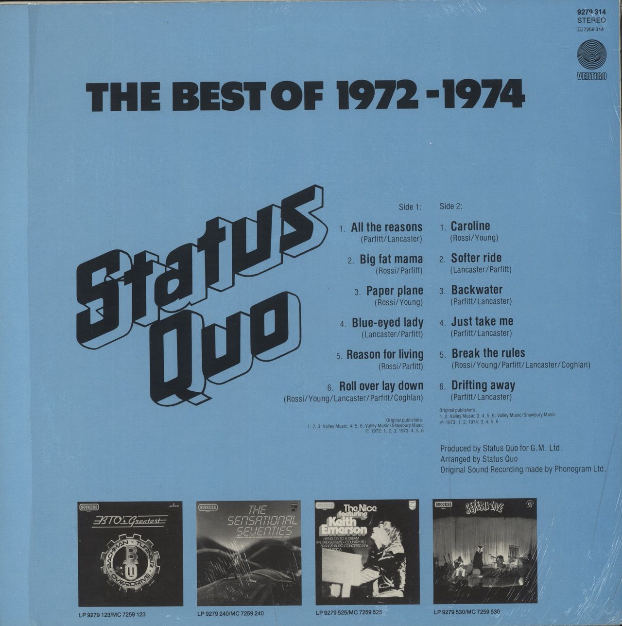 Status Quo The Best Of 1972-1974 - Shrink Dutch Vinyl LP