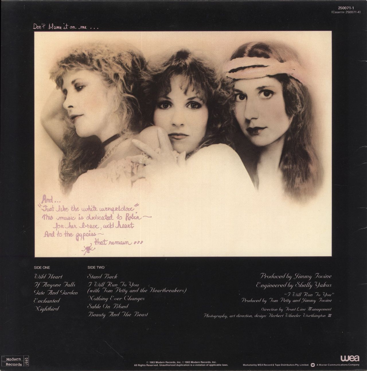 Stevie Nicks The Wild Heart Australian Vinyl LP