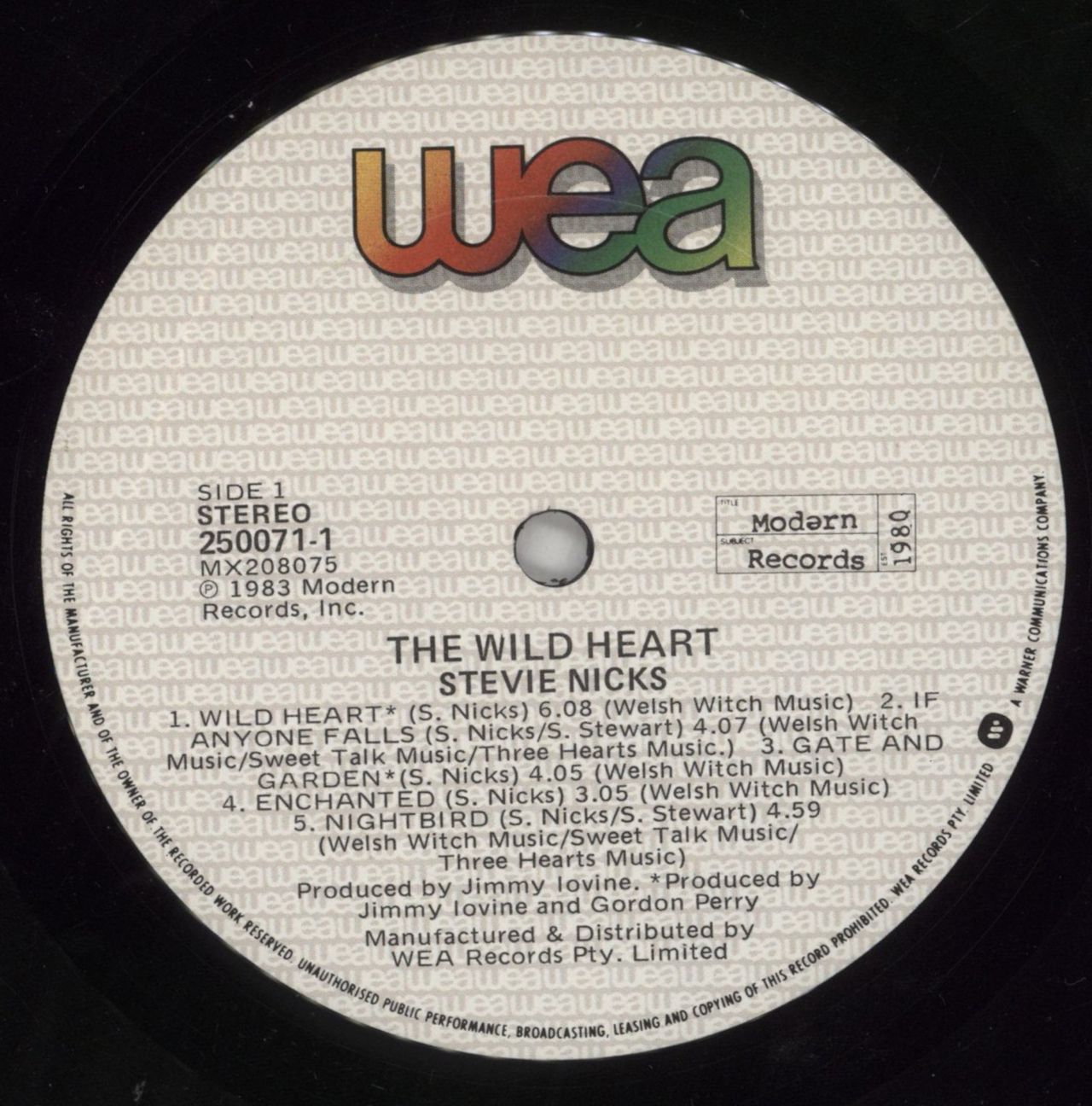 Stevie Nicks The Wild Heart Australian Vinyl LP