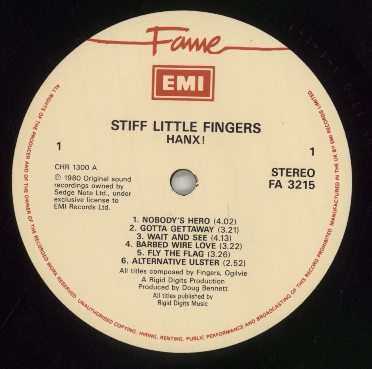 Stiff Little Fingers Hanx! UK Vinyl LP