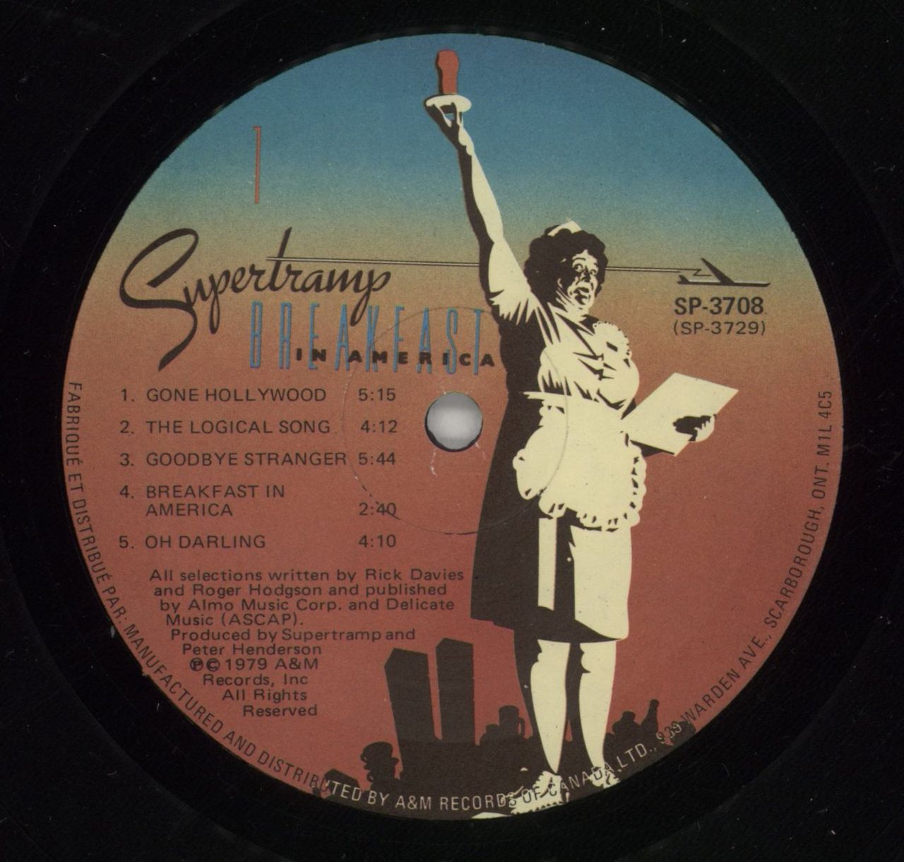 Supertramp Breakfast In America Canadian Vinyl LP