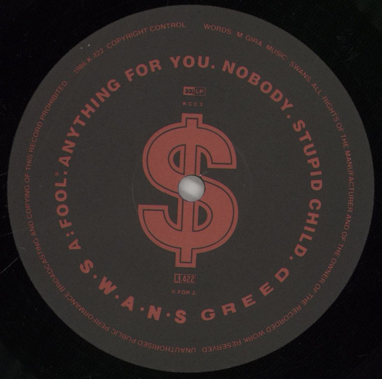 Swans Greed + Flyer - VG UK Vinyl LP