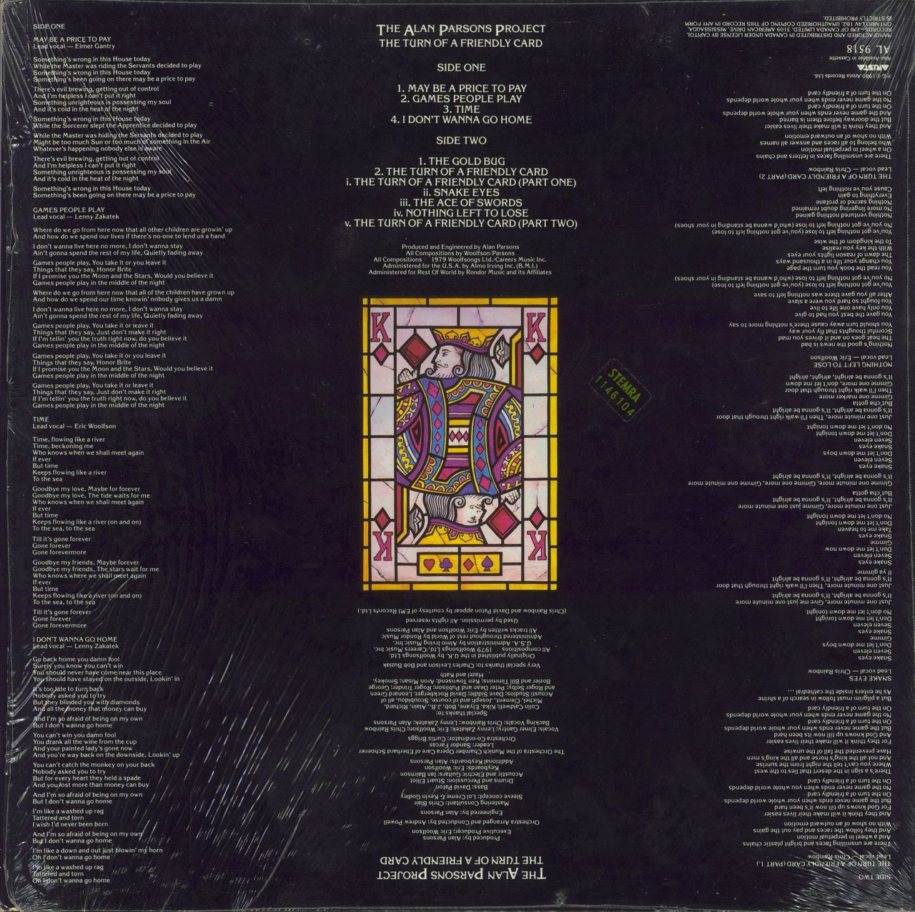 The Alan Parsons Project The Turn Of A Friendly Card - shrink US Vinyl LP