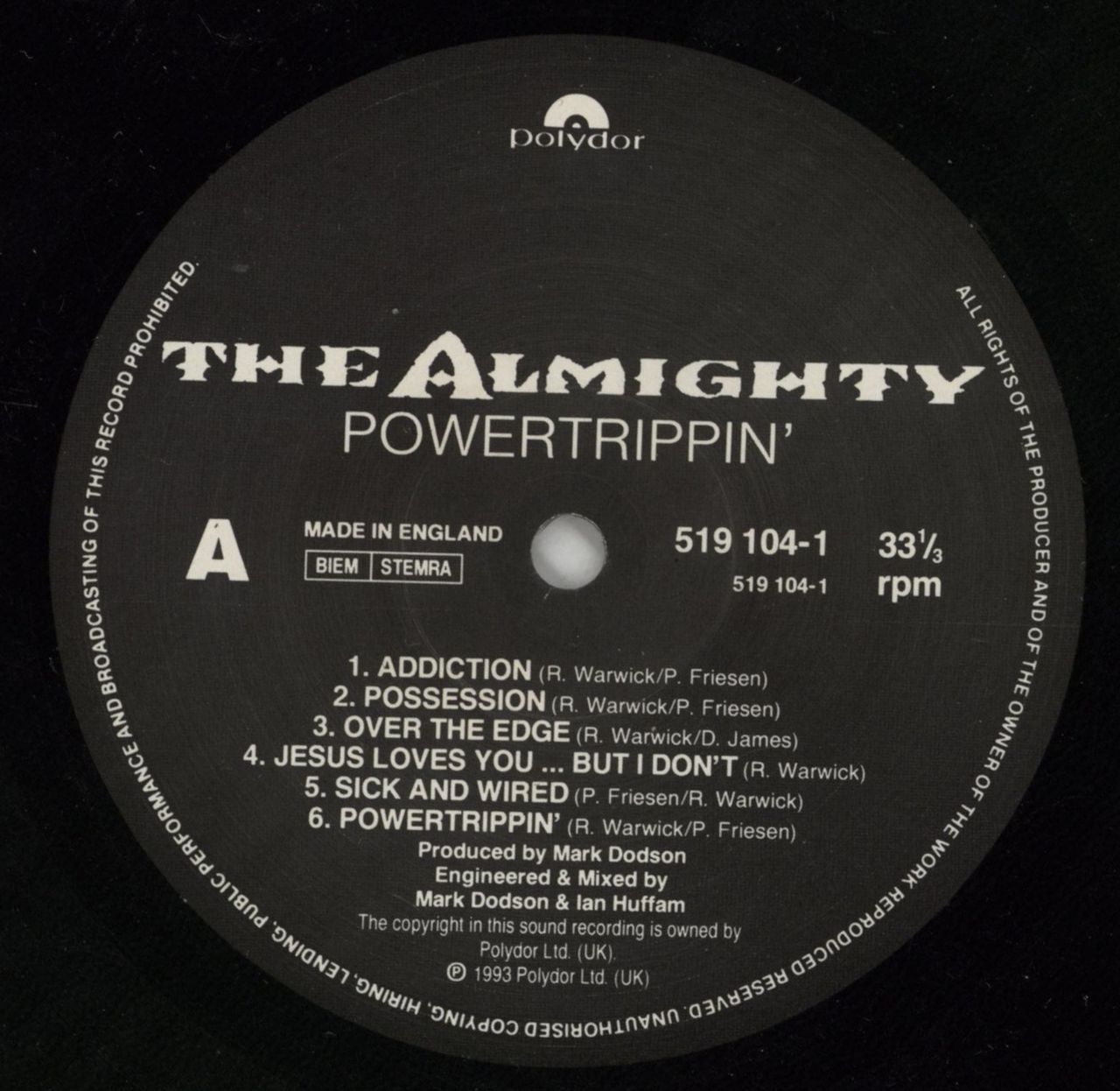 The Almighty Powertrippin' - EX UK Vinyl LP