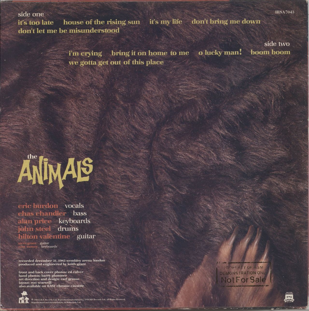 The Animals Greatest Hits Live! - Promo Stamped UK Promo Vinyl LP