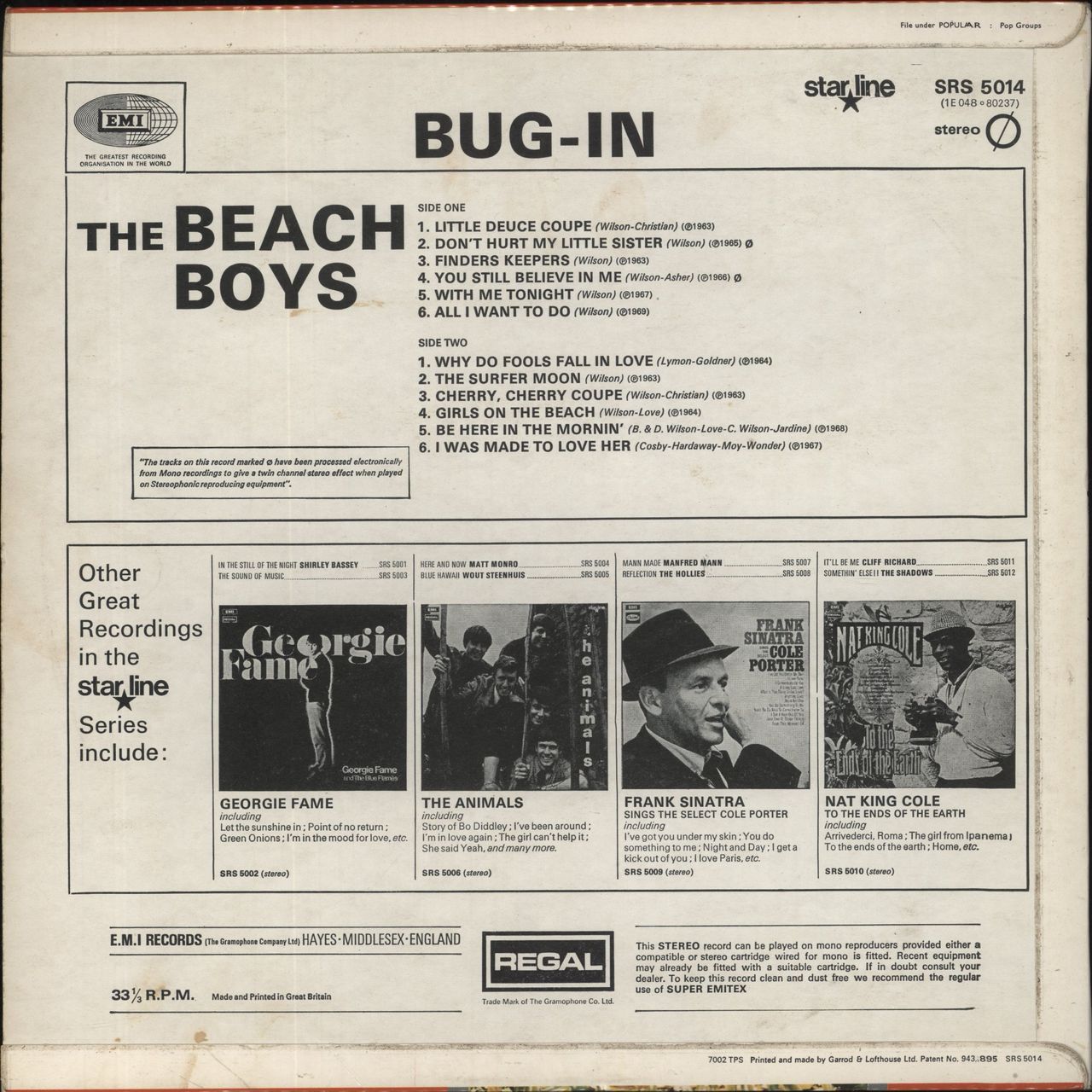 The Beach Boys Bug-In UK Vinyl LP